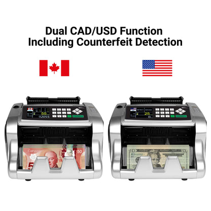 Canadian & US Money Counter with Counterfeit Detection & 15 Cleaning Cards