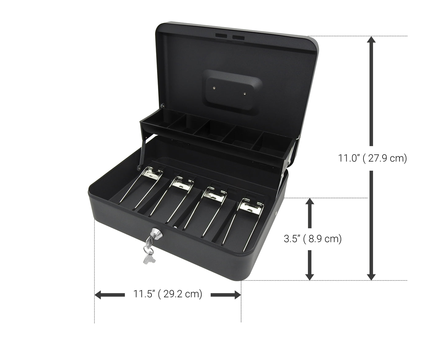 CMCB-400/ Tiered Cash Box with 5 Coin Compartments & 4 Spring-Loaded Bill Compartments (Refurbished)