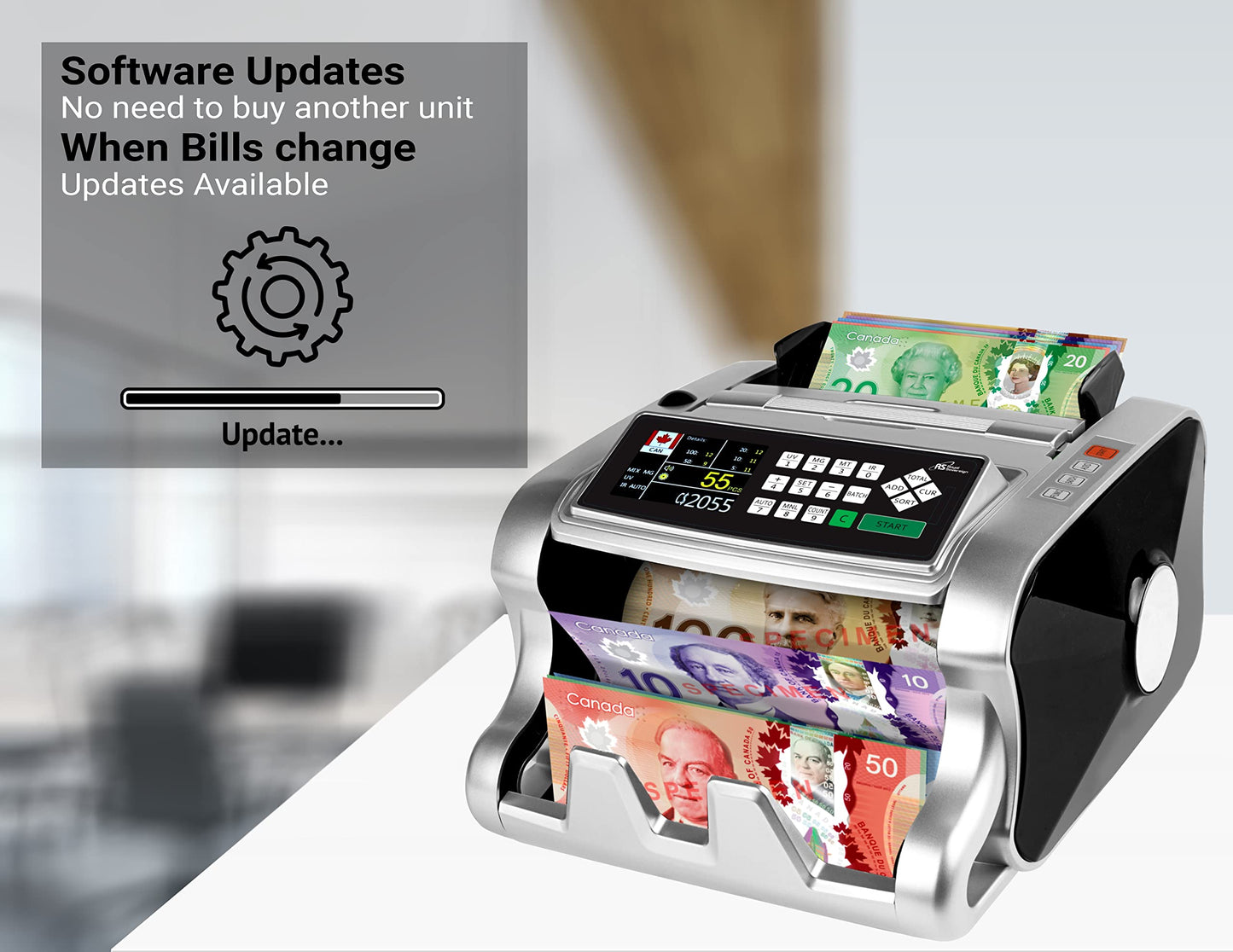 Canadian & US Money Counter with Counterfeit Detection & 15 Cleaning Cards